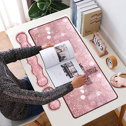 4 in 1 Mouse Pad Combo, Large Gaming Mouse Pad + Keyboard Support + Mouse Rest + Coaster, Table Pad with Stitched Edge Memory Foam Ergonomic Wrist Pad Set, God Jesus Christian Cross - color: God Jesus Christian Cross