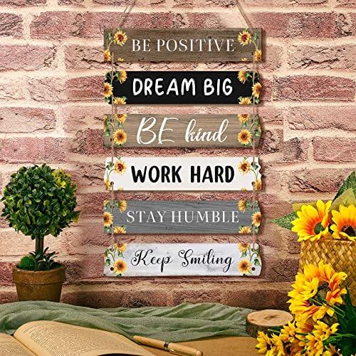 Blulu 6 Pcs Positive Quotes Wall Hanging Plaque Sign, Sunflower Style - style: Sunflower Style