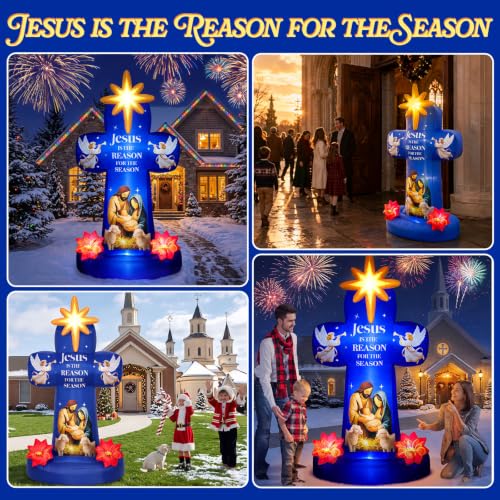 7 FT Christmas Inflatables, Nativity Scene Outdoor Christmas Decorations
