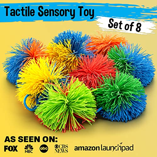 Stringy Balls & Sensory Toys for Kids 8 Pack - Stocking Stuffers For Kids Ages 4 5 6 7 8 9 Year Old Gift Ideas - Best Birthday Toddler Gifts for Boys & Girls - Monkey Pom Balls Fidget Toys Stress Ball - style: 8 Pack