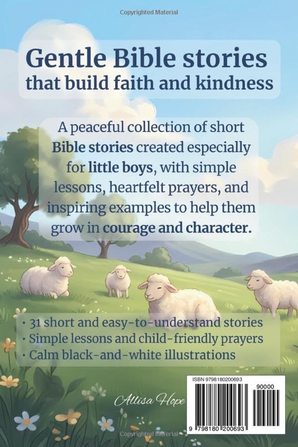 Bible Stories for Little Boys Ages 5–7: 31 Gentle Bible Stories with Simple Lessons, Prayers, Questions, and Pencil-Style Illustrations (31 Bible Stories for Kids)