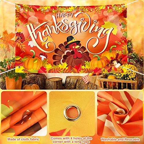 Large Thanksgiving Banner Decorations Outdoor 72x44 Inch,Turkey Maple Leaf Pumpkin Decorations Gifts for Indoor Home House Decor Party Supplies,Yard Sign Background for Photography - color: Orange