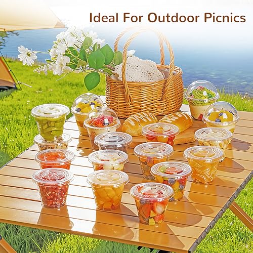 9oz Clear Plastic Cups with Flat Lids No Hole (100 Sets) - size: 9 oz-100Sets