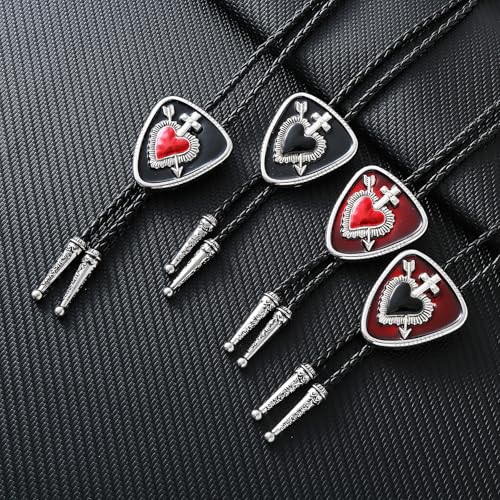 GelConnie Bolo Tie for Women Heart Cowboy Necktie Flower Gothic Mens Bolo Ties Bolero Necklace Red Western Ties for Men - color: Black White Bolo Tie