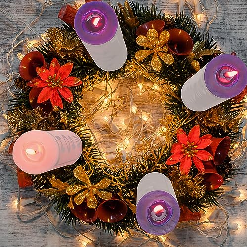 4 Pcs Advent Candles with Words Cylinder Christmas Advent Candle 2 x 8 Inch - size: 2 x 8'', style: Cylinder