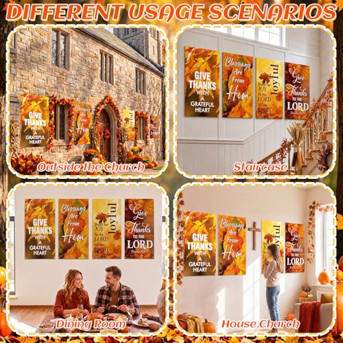 Hosuly 4 Pcs Church Banners for Sanctuary Wall Fall Harvest Banners with Scripture Bible Verses Banner Welcome Inspirational Religious Praise Hanging Signs for Church Decor (Classic Style,3 x 5 Feet) - size: 3 x 5 Feet, style: Classic Style