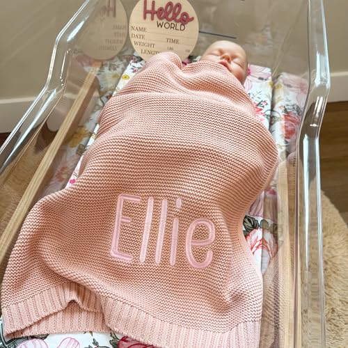 Name Blankets Personalized Baby, Embroidered Baby Blanket, 100% Cotton, Tan Throw Blanket, Monogrammed Baby Gifts, Custom Name Blanket for Boys, (Taupe) - color: Taupe