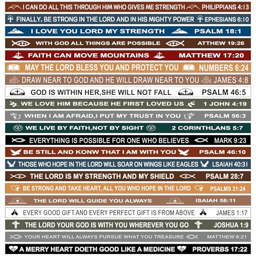 JUNEBRUSHS 42pcs Bible Verse Silicone Bracelets Christian Wristbands Bulk - style: Bible Style
