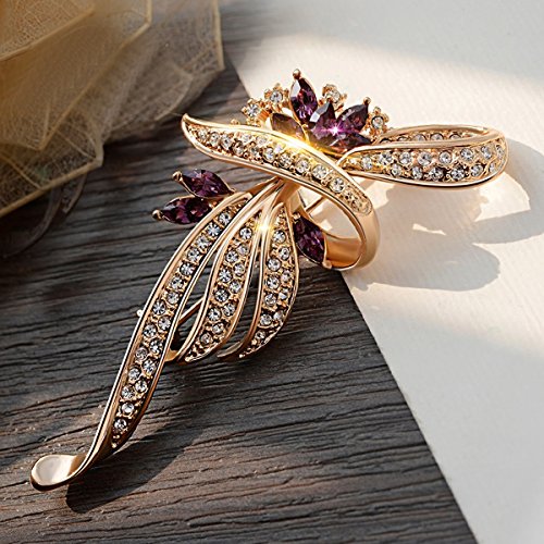 Merdia Created Crystal Brooch Fancy Vintage Style Flower Brooch Pin for Women, girls, ladies with Blue/Purple Created Crystal | Vintage Fashion | Brooches and Pins for Women | Ladies Jewelry - color: Purple