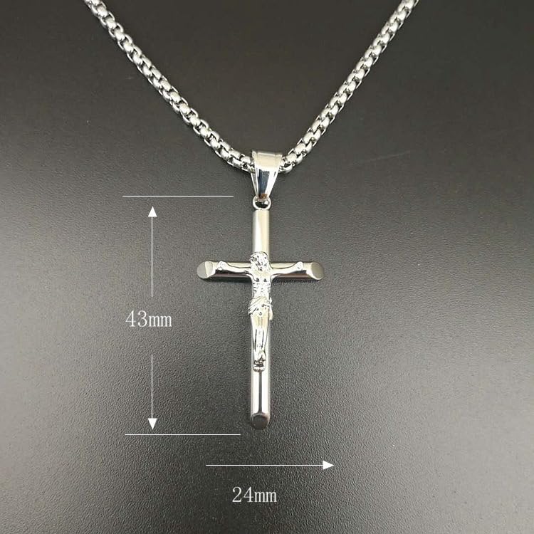 Exquisite Stainless Steel Cross Necklaces,A Perfect Blend of Gothic Style and Christian Faith, Suitable for Men and Women, Fashionable Accessories, Hypoallergenic Material - color: Silver