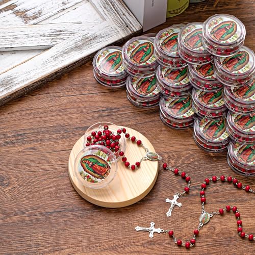 Jadive Scented Lady of Guadalupe Rosary Beads Bulk - color: Red, Silver