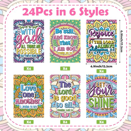 Dvbonike 24Pcs Religious Coloring Books Bible Mandala DIY Color-in Pages - color: A-bible Style ⑤