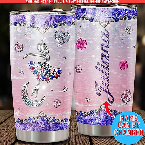 WAZONE Personalized Dancing Tumbler With Name Stainless Steel Insulated Travel Mug 20oz 30oz Jewelry Style Ballet Dancer Customized Gifts Birthday Present For Girls Her Dance Lover Custom Cup - color: Dancing
