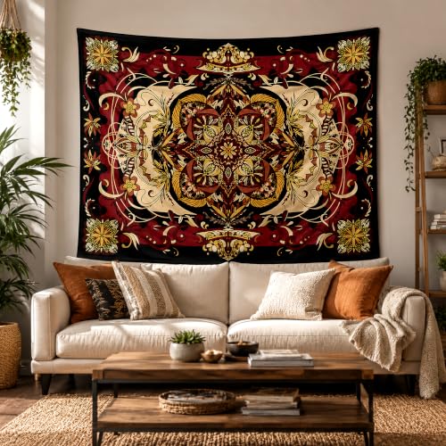 Red Moth Tapestry, Boho Mandala Wall Decor, 59.1x49.2 in - color: Burgundy, size: 59.1"L x 49.2"W