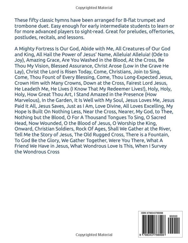 50 Greatest Hymns for Trumpet and Trombone Duet