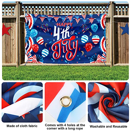 Large 4th of July Decorations Banner Outdoor Patriotic Memorial Day Independence Day Flag71x44 Inch, Flag Day Yard Sign Bunting Background for Photography for Indoor Home House Decor Party Supplies - color: Blue