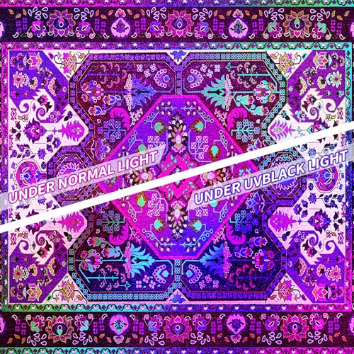 Apdidl Blackligt Boho Tapestry for Bedroom, Mandala Hippie Wall Tapestries - color: Blacklight Boho tapestry, size: 60"L x 51"W