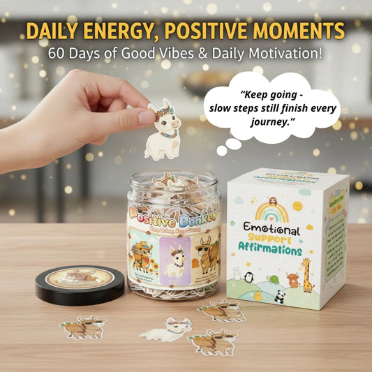 Positive Donkey Christmas Jar, Funny Emotional Support Gift for Men and Women, Christmas Gifts for Coworkers Teachers and Bosses, Holiday Motivation Home Office Decor - color: Positive Donkey