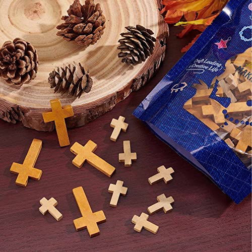 SUNNYCLUE 100Pcs 2 Styles Easter Wooden Crosses Bulk Wood Cross Charm Natural Wood Crosses Beads Cross Charms for Crafts Party Men Women DIY Bracelet Necklace Earrings Jewelry Making Accessories - color: 100pcs 2 Colors 22x14mm/ 42x24.5mm