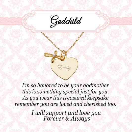 Cherished Moments Godchild Cross Necklaces, .925 Silver or 14K Gold-Plated - color: Engraved Heart-GOLD