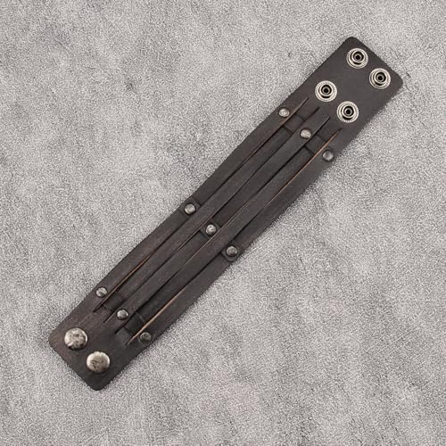 GelConnie Punk Leather Cuff Bracelet Adjustable Straps Wrap Bracelets Arm Armor Cuff Gothic Leather Wristbands for Men, Women - color: MLPB097-Brown