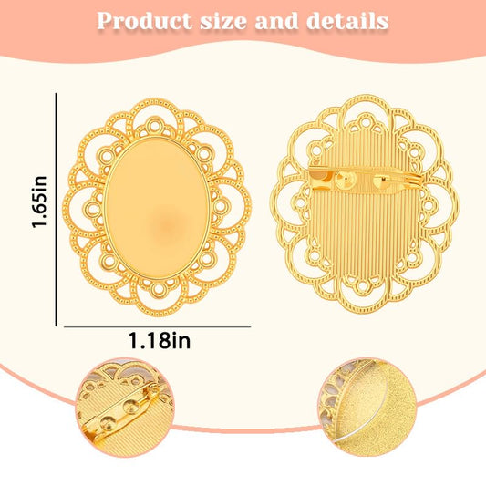 Wedding Double Picture Frame Brooch for Bride Grooms Boutonniece Pin for Wedding Bouquet - color: Gold Lace Frame