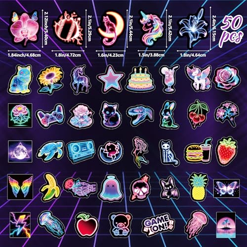50Pcs Glow in The Dark Neon Water Bottle Stickers for Adults - color: Luminescent-484kscp