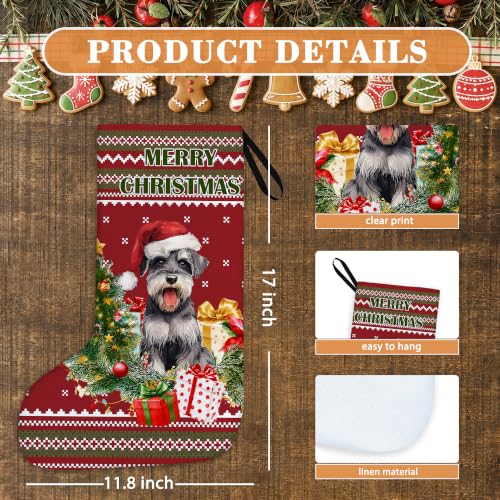 Schnauzer Red and Green Christmas Stockings 16 Inch - color: Christmas23