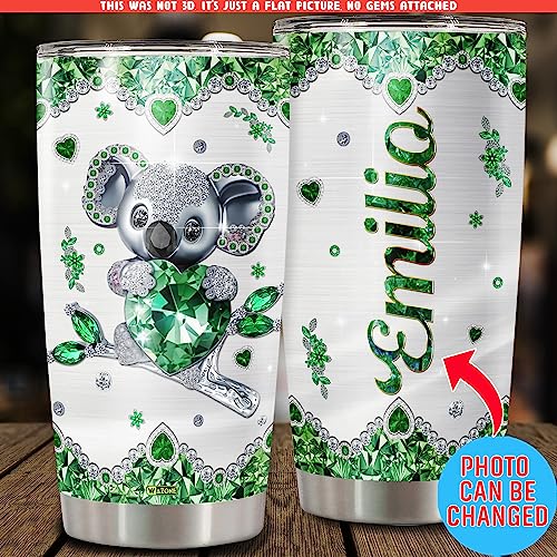 WAZONE Personalized Koala Coffee Tumbler With Lid Custom Name Travel Mugs For Adults Teen Kids Koalas Lovers Stainless Steel 20oz 30oz Vacuum Insulated Drinking Cup Birthday Christmas Gifts - color: Koala