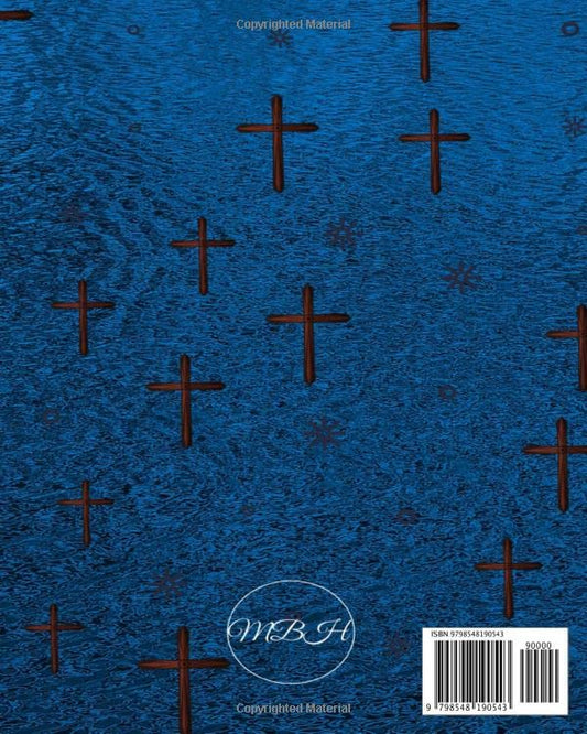 Notebook: Christian Notebook Abstract Blue Background with Crosses, 8x10 100 pages, college ruled for kids, teens and adults, for home, school, college and gift.