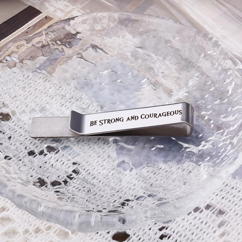 Novelty Mens Tie Clip for Wedding Graduation Gift for Him Son Grandson Birthday Christmas Gift Tie Clips for Dentist Pilot - style: be strong and courageous