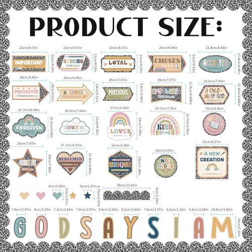 Bucherry Christian Bulletin Board Decorations Composition Notebook Classroom Decor for Welcome Back god Says I Am Cutout Inspirational Religious Board for Sunday School Classroom Church Supplies - style: Composition Notebook
