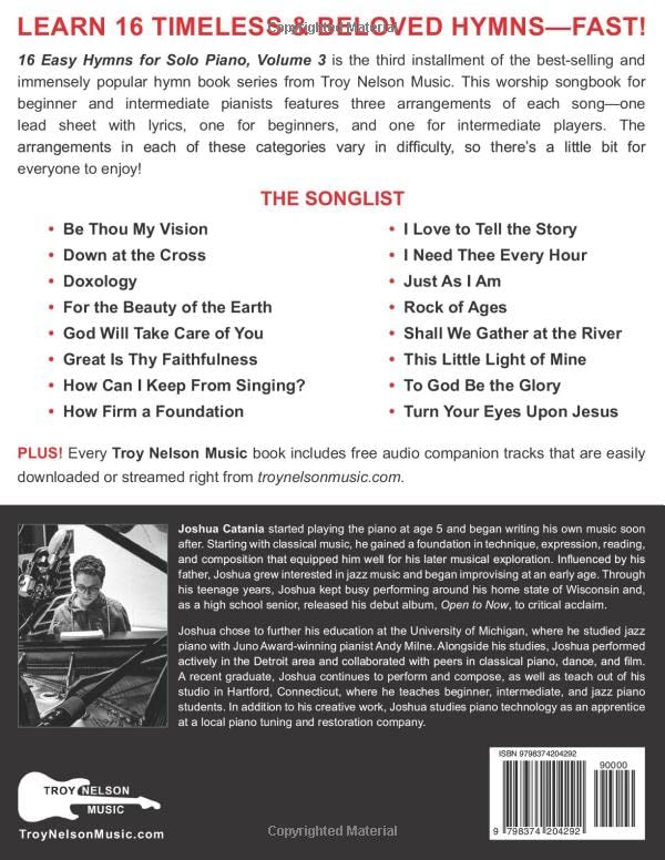 16 Easy Hymns for Solo Piano, Volume 3: Beginner and Intermediate Arrangements of Every Song—Doxology, Just As I Am, Rock of Ages, and More! (16 Easy Hymns Sheet Music)