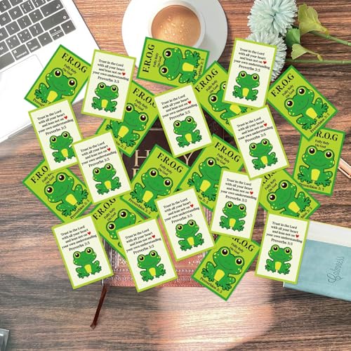 240pcs Christian Frog Cards Gospel Tracts Religious Roman Road Salvation Tract Serenity Prayer Pocket Jesus Bible Verse Cards for Evangelism Church (Frog Fully Rely on God)