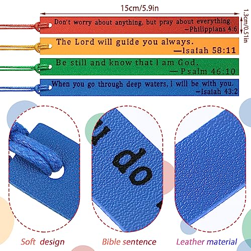 Laumoi 10 Pcs Christian Leather Bookmarks, Handmade Bible Verses Scripture Bookmarks for Women & Men, Religious Christian Gifts for Book Lovers, Church & Book Club Supplies(Elegant, Bright Color) - color: Bright Color