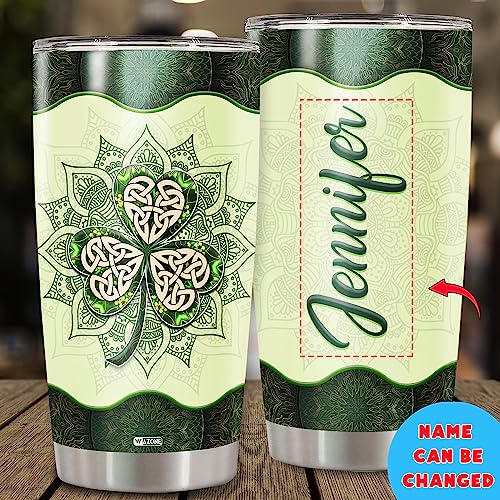 WAZONE Personalized Shamrock Tumbler Cup With Lid St. Patricks Day Insulated Stainless Steel Double Wall Vacuum Travel Mug 20oz 30oz Keep Cold Hot Drinks Gifts Holiday for Women Men - color: Shamrock