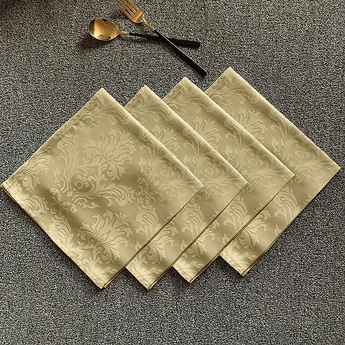 SASTYBALE Jacquard Cloth Napkins Square 20 x 20 Inch Sets of 4, Gold - color: Gold, size: 20" x 20" (Set of 4)