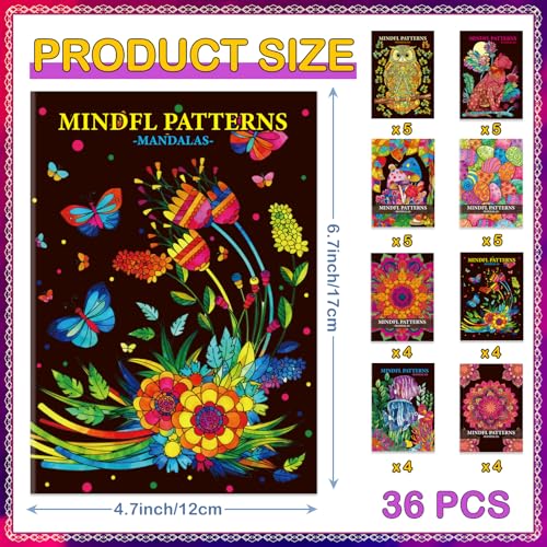 Zealor 36PCS Adult Mini Mandala Coloring Book for Teens Kid, Little Mandala Activity Books Bulk Coloring Pages Booklet Relaxation Stocking Stuffer for Operation Christmas Child Boxes Gift Goodie Bag - color: Mandala Theme