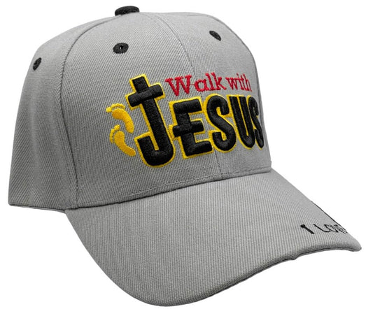 Black Duck Brand Embroidered Walk with Jesus Adjustable Baseball Cap - Multiple Colors Available - color: Grey