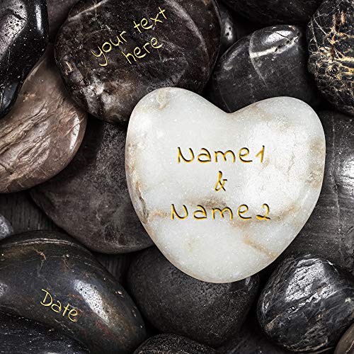 A&T ARTWORK Rock of Heart Prints Gift Your Names,the Date and romantic verses or write your own message Gift for Anniversary,Valentine's day,Wedding. 14x11 inches & D-Mats UNFRAMED - color: Heart Rock, size: 11x14"