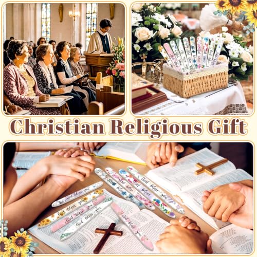 10 Pack Floral Scripture Christian Glass Nail File with Case - style: Christian