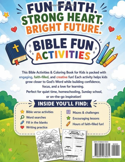 Bible Verse Coloring and Activity Book for Kids: Christian Coloring Pages, Word Searches, Mazes & Scripture Activities for Ages 8–13 (Bible Activities Collection)