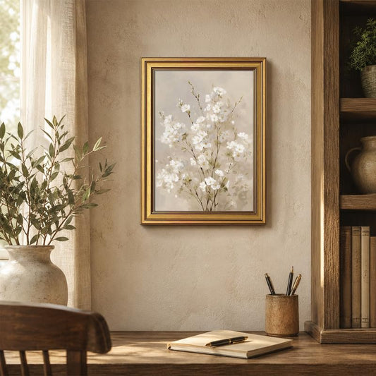 Vintage Gold Framed Wall Art cottage core Decor white floral Canvas - color: Gold Framed-04, size: 12x16in