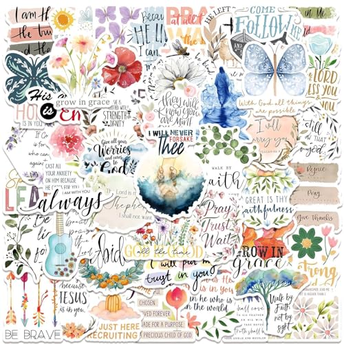 100pcs Bible Verse Stickers, No Repeat Christian Vintage Inspirational Quote Sticker, Typewriter Scripture Stickers, Bible Study Supplies for Scrapbooking, Water Bottle, Laptop Helmet Skateboard - color: Bible