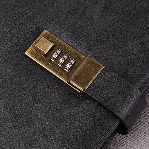 WEMATE Diary with Lock, A5 PU Leather Journal with Lock 240 Pages Black - color: Black