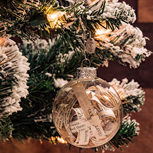 Antique Rescued Bible Glass Globe Christmas Ornaments - Tree Decor with Faith Charm - Hanging Accessories For Home, Room, Office, Church - Unique Gift for Friends, Family, Pastor - style: Pack of 1