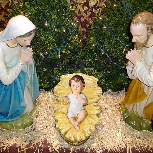 DOITOOL Baby Jesus Statue, 2.3 Inch Mini Resin Baby Jesus Figurine in Manger Nativity Collectible, Holy Infant Doll for Spiritual Collection Easter Display Christian Home Decor