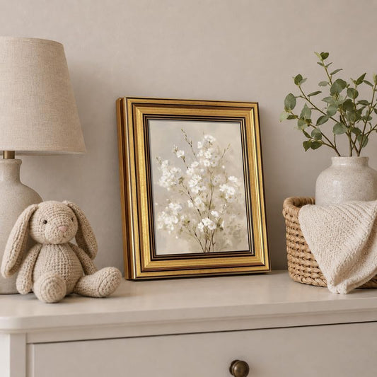 Vintage Gold Framed Wall Art cottage core Decor white floral Canvas - color: Gold Framed-04, size: 8x10in