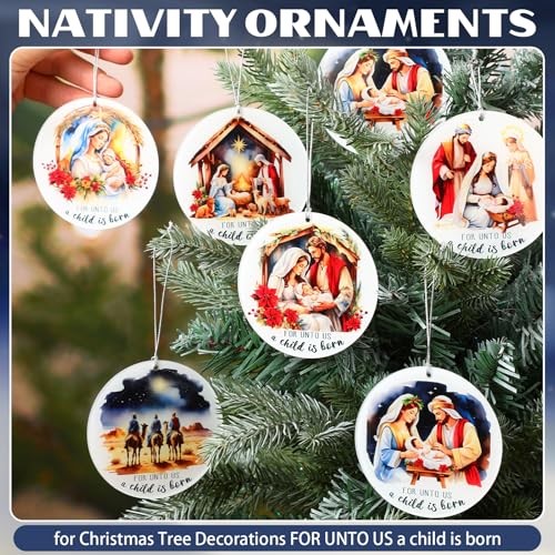 Chunful 24 Pack Christmas Nativity Scene Ornaments Gifts, Holy Night - style: Holy Night
