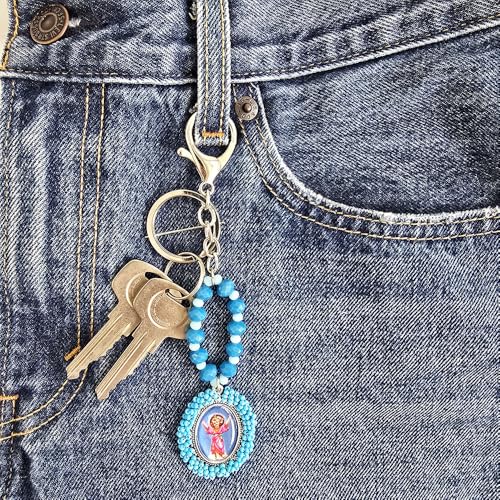 Sabeli Handmade Keychain Clip Holder - Catholic Rosary Bead Prayer - Religious Gifts Men Women - Llavero Catolico Regalo - color: Child Jesus